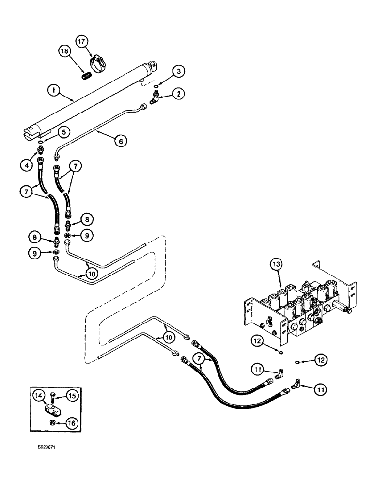 Схема запчастей Case IH 1688 - (8-78) - UNLOADER TUBE SWING CYLINDER SYSTEM (07) - HYDRAULICS