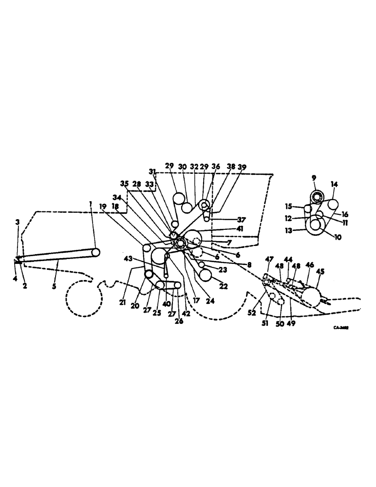 Схема запчастей Case IH 615 - (02-09) - MISCELLANEOUS, BELT, CHAIN, PULLEY AND SPROCKET DIAGRAM, RIGHT SIDE, SER. NO. 8001 AND ABOVE Accessories & Attachments / Miscellaneous