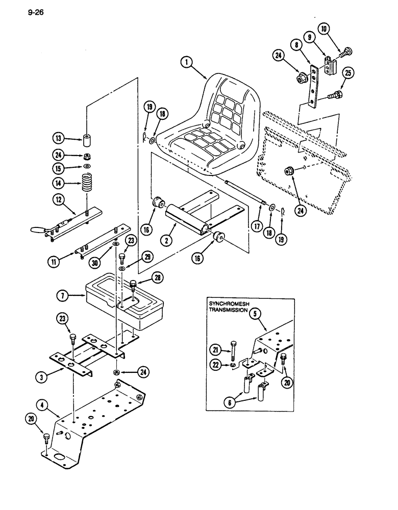 Схема запчастей Case IH 255 - (9-26) - SEAT, TOOLBOX AND SUPPORTS (09) - CHASSIS/ATTACHMENTS