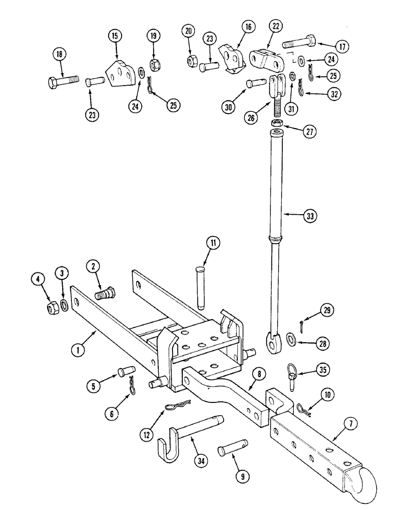 Схема запчастей Case IH 1494 - (9-382) - COMBINED DRAWBAR AND PICK-UP HITCH, DRAWBAR AND FRAME (09) - CHASSIS/ATTACHMENTS