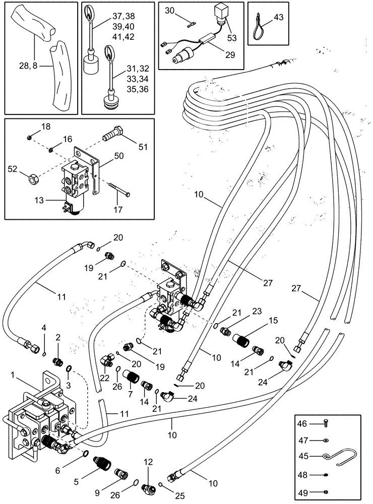 Схема запчастей Case IH LX232 - (08-08) - HYDRAULICS - JX1U TRACTOR - MID MOUNT (3 FUNCTION STANDARD QUICK CONNECT) (08) - HYDRAULICS