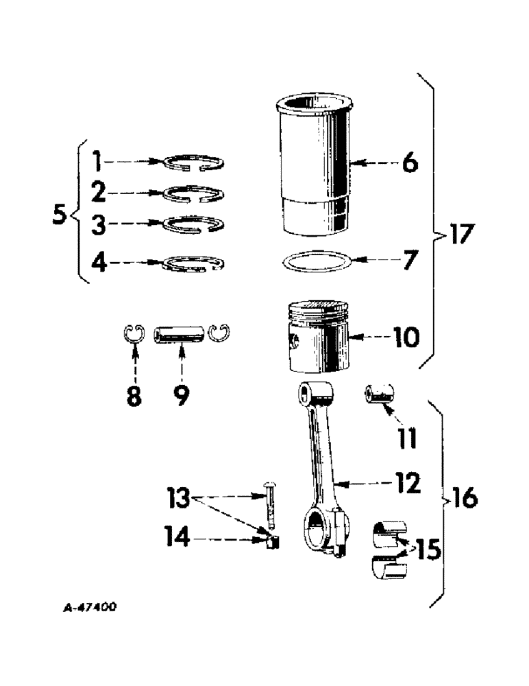 Схема запчастей Case IH 240 - (023) - ENGINE, CONNECTING RODS, PISTONS, AND CYLINDER SLEEVES (01) - ENGINE