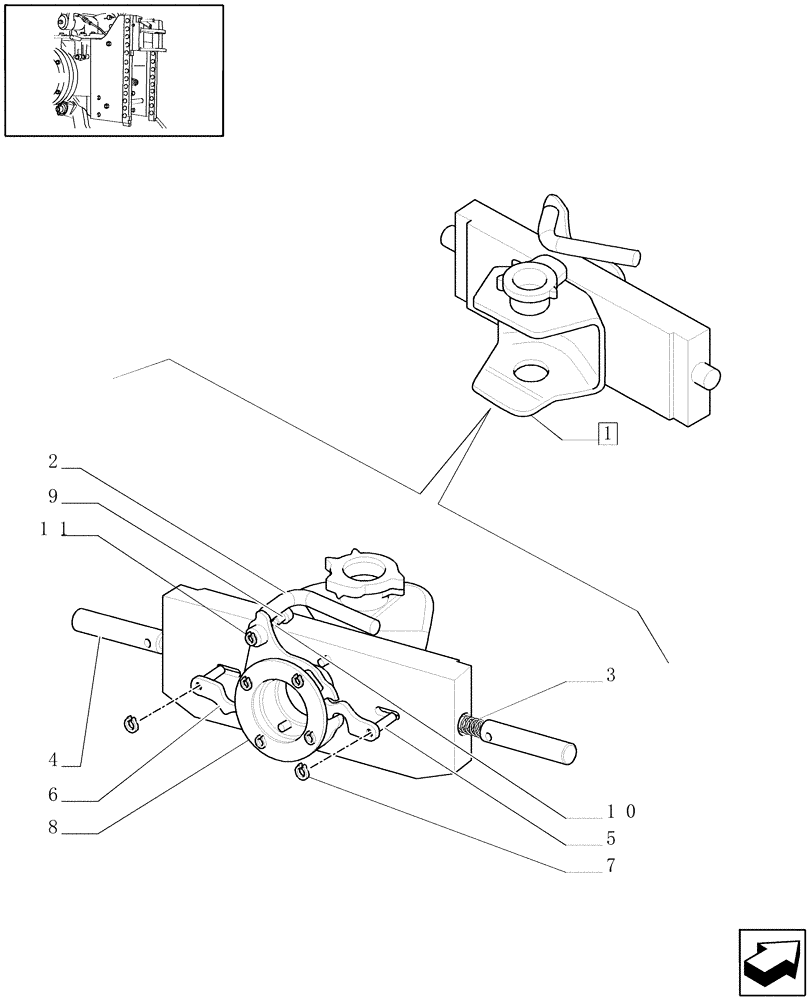 Схема запчастей Case IH JX1085C - (1.89.3/06B) - SWIVEL HOOK FOR EEC, VERTICAL ADJUST SLIDING - D5625 (09) - IMPLEMENT LIFT