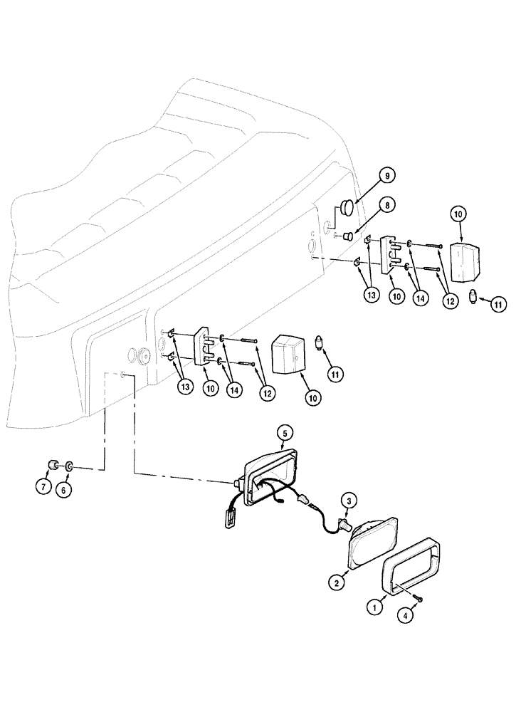 Схема запчастей Case IH MX110 - (04-26) - REAR LIGHTS - CAB ROOF (04) - ELECTRICAL SYSTEMS