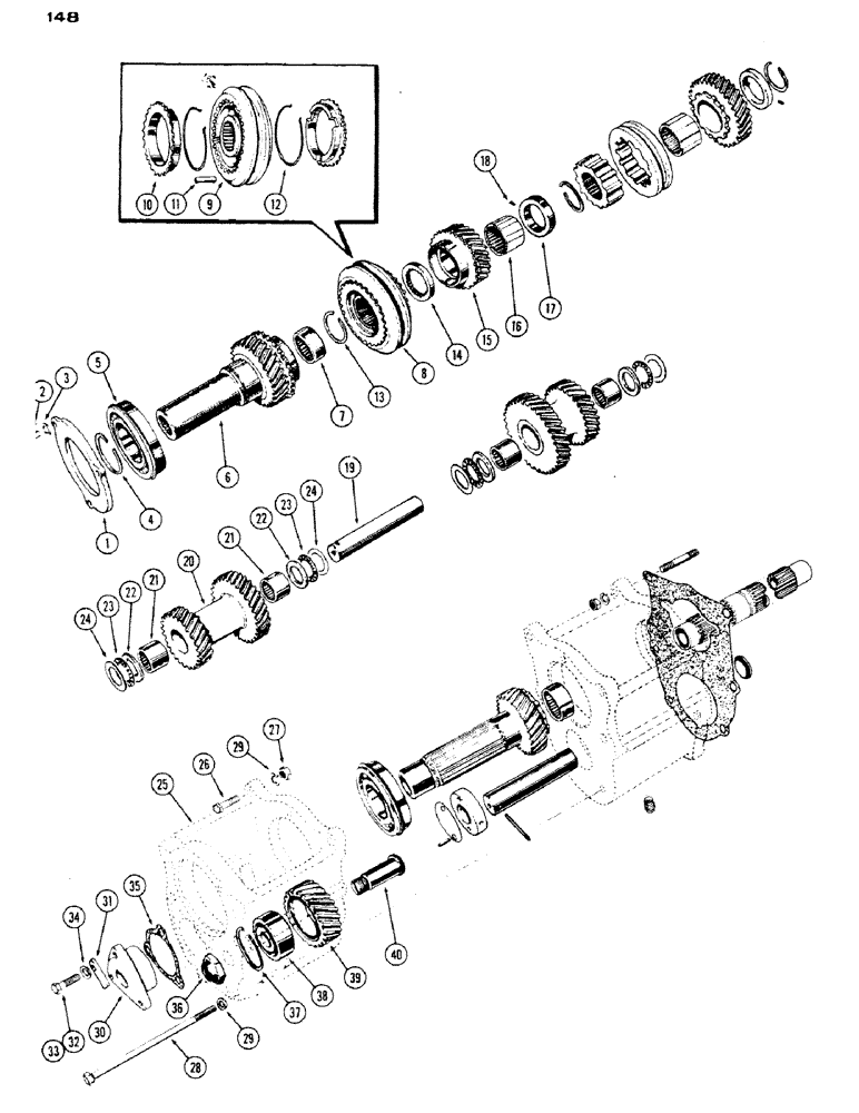 Схема запчастей Case IH 430 - (148) - SHUTTLE GEAR BOX (06) - POWER TRAIN