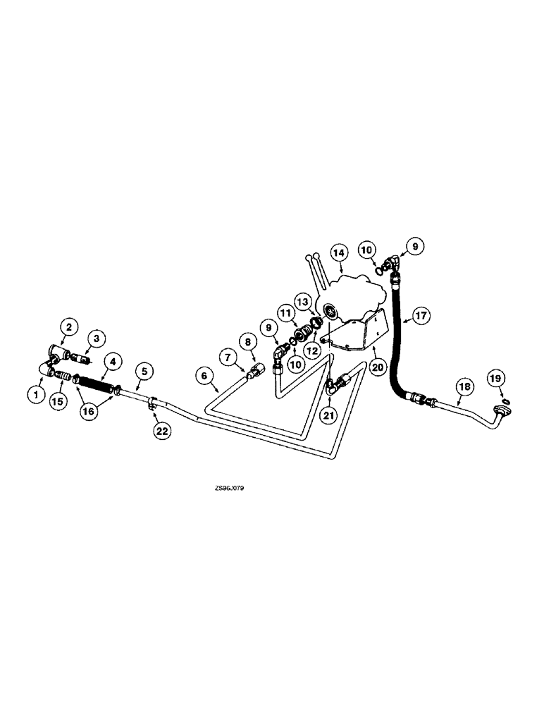 Схема запчастей Case IH 1850 - (7-54) - TRACTOR TO LOADER VALVE HYDRAULIC SYSTEM 