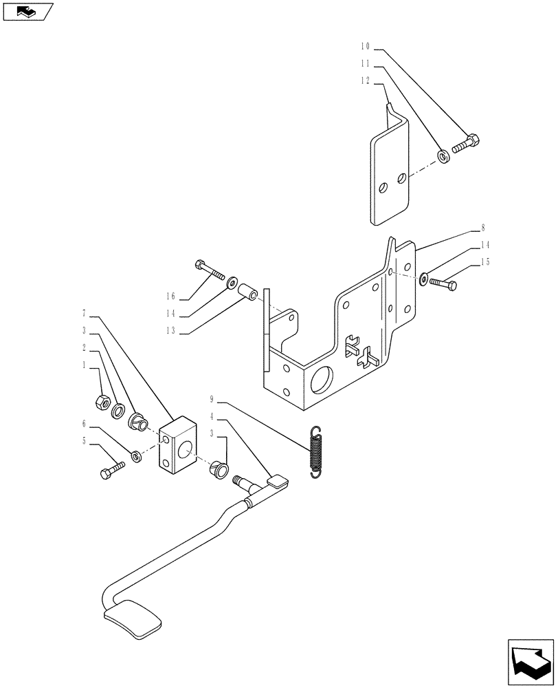 Схема запчастей Case IH PUMA 200 - (33.202.0301[01]) - EXHAUST BRAKE - PEDAL AND ASSOCIATED PARTS (VAR.743040) - C9033 (33) - BRAKES & CONTROLS