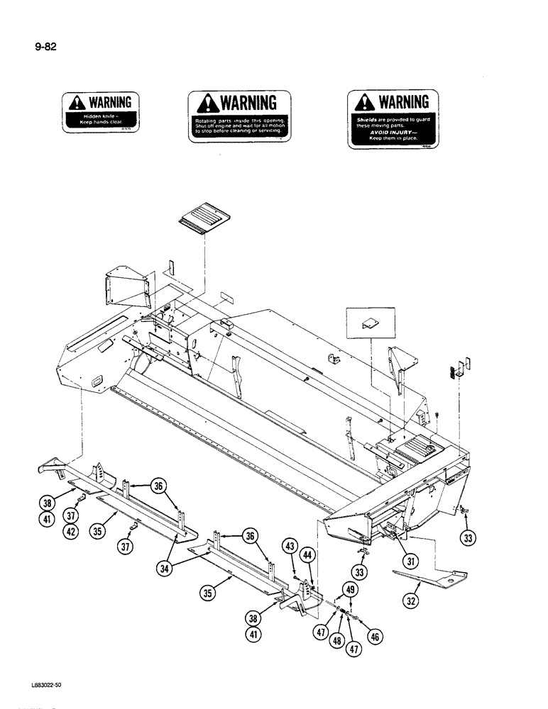 Схема запчастей Case IH 1490 - (9-082) - HEADER FRAME, 1490 AND 1590 MOWER CONDITIONER (03) - CHASSIS/MOUNTED EQUIPMENT