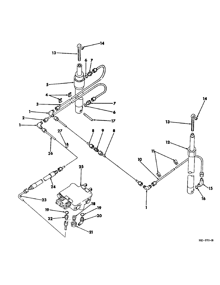 Схема запчастей Case IH 275 - (F-62) - HYDRAULIC SYSTEM, REEL LIFT HYDRAULIC LINES (07) - HYDRAULIC SYSTEM