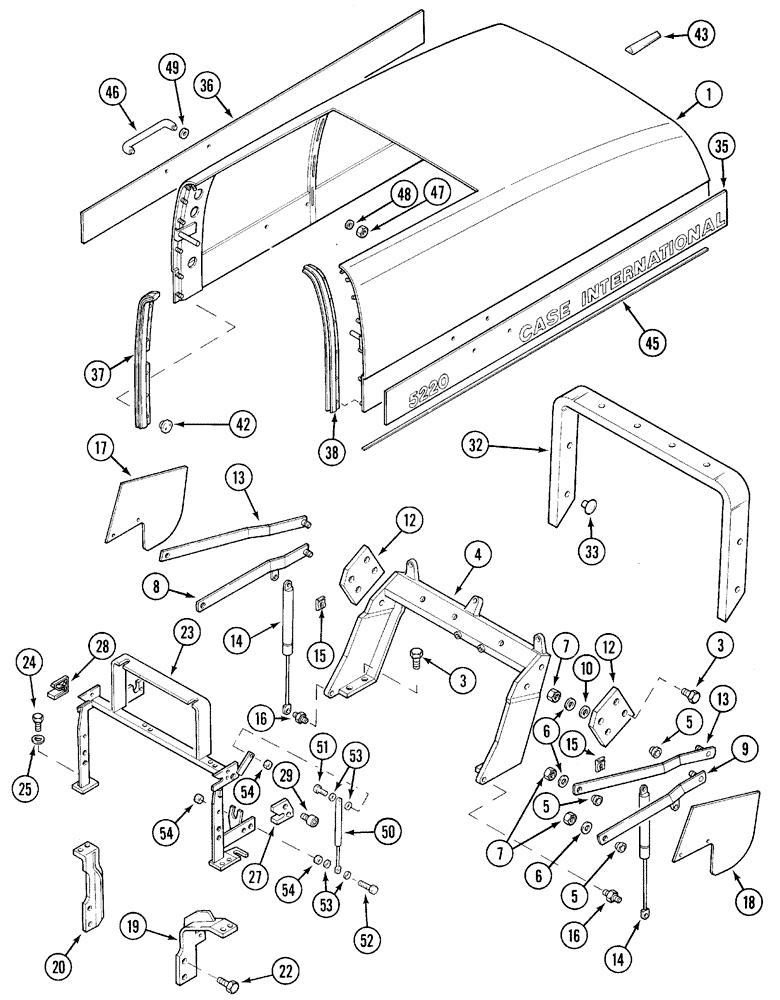 Схема запчастей Case IH 5220 - (9-048) - HOOD SHEET AND RELATED PARTS, 5220 (09) - CHASSIS/ATTACHMENTS