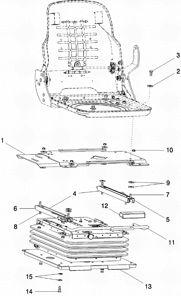 Схема запчастей Case IH 620 - (09E-12) - SEAT, OPERATOR - AIR SUSPENSION, PLATE AND SLIDES (10) - CAB & AIR CONDITIONING