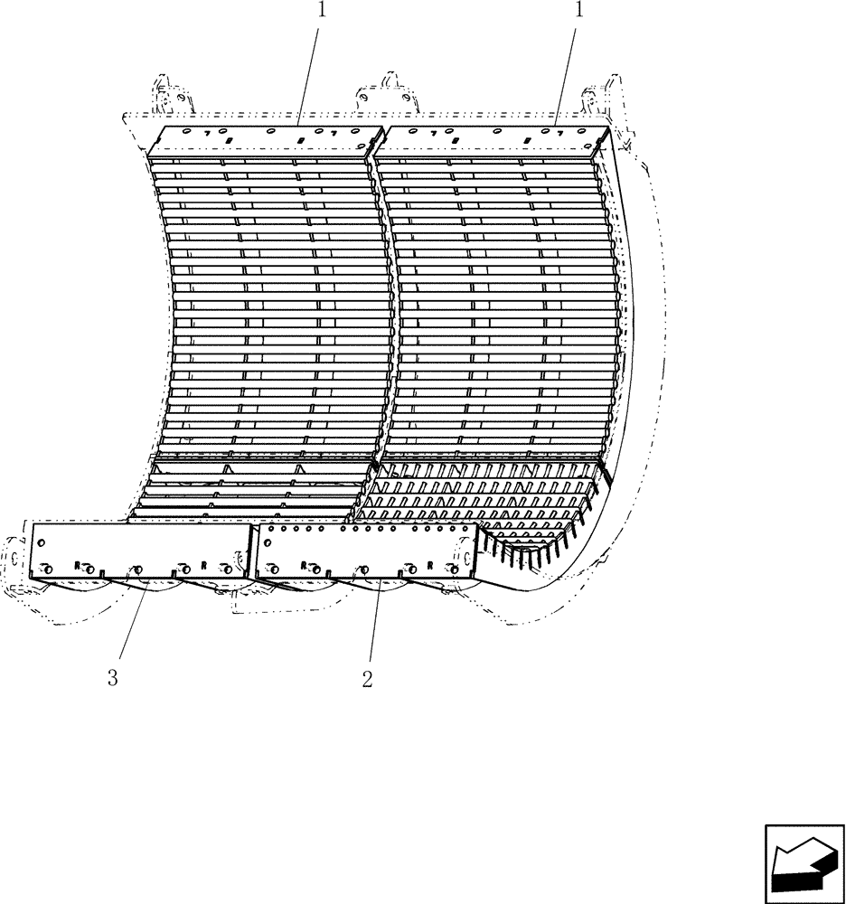 Схема запчастей Case IH 9010 - (66.105.23) - CONCAVES, ROUND BAR CORN/BEAN (66) - THRESHING