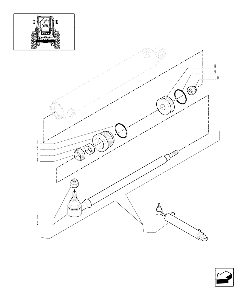 Схема запчастей Case IH JX80 - (1.41.0/ A[02]) - STEERING CONTROL CYLINDER - BREAKDOWN (04) - FRONT AXLE & STEERING