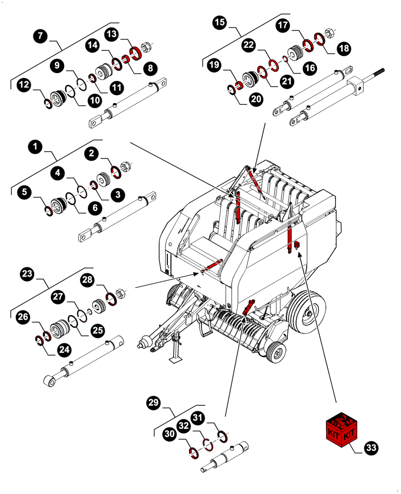 Схема запчастей Case IH RB464 - (00.00RB204) - MAINTENANCE PARTS, SEAL KITS (00) - GENERAL