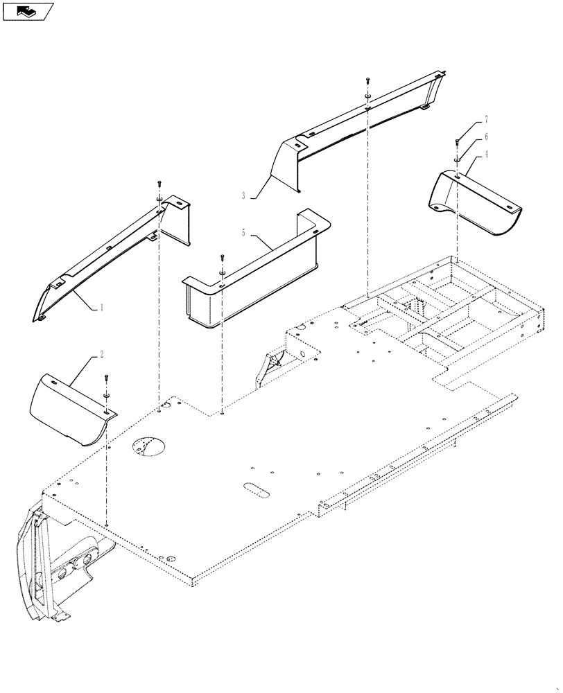 Схема запчастей Case IH 9230 - (90.105.10) - SHIELD ASSY UPPER REAR (90) - PLATFORM, CAB, BODYWORK AND DECALS