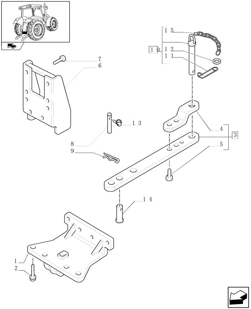 Схема запчастей Case IH MAXXUM 120 - (1.89.0/03) - INDIPENDENT SWINGING DRAWBAR WITH CLEVIS (VAR.330937) (09) - IMPLEMENT LIFT