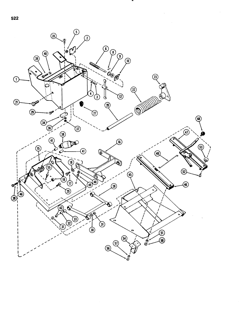 Схема запчастей Case IH 1070 - (0522) - SEAT SUSPENSION, 1ST USED TRACTOR SERIAL NUMBER 8736722 (09) - CHASSIS/ATTACHMENTS