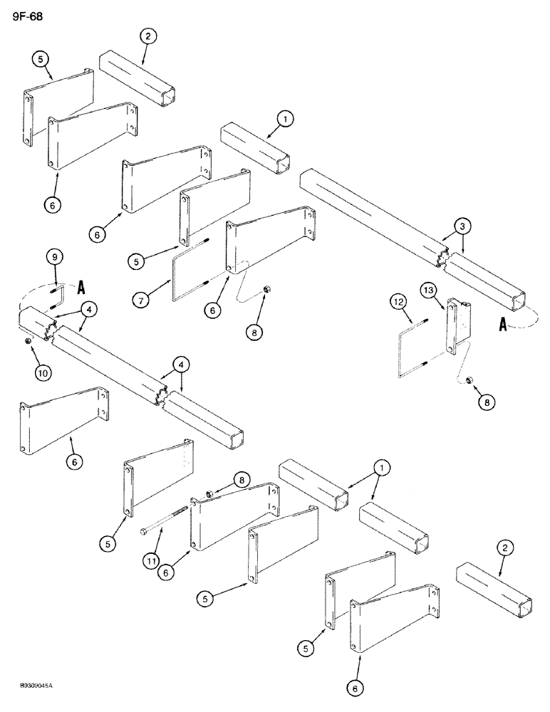 Схема запчастей Case IH 950 - (9F-68) - FERTILIZER APPLICATOR MOUNTING BAR, 24 ROW NARROW, FRONT FOLD (09) - CHASSIS/ATTACHMENTS