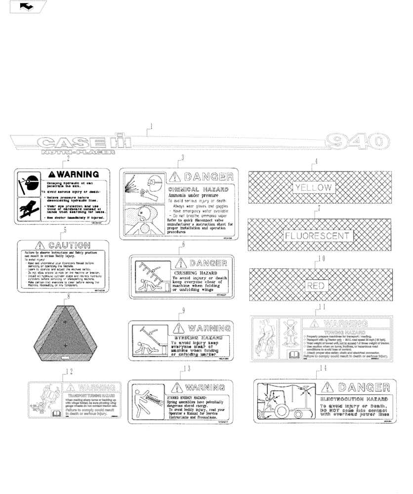 Схема запчастей Case IH 940 - (90.108.01) - DECALS (90) - PLATFORM, CAB, BODYWORK AND DECALS