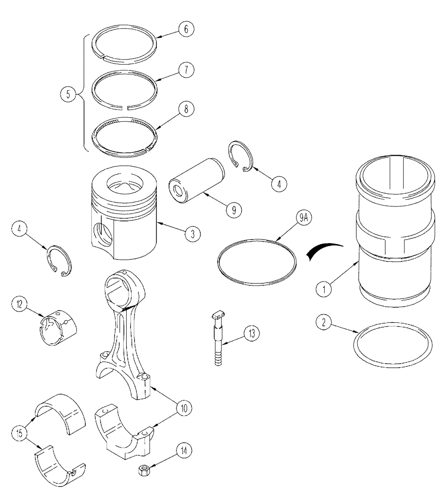 Схема запчастей Case IH SPX4410 - (03-021) - PISTON - CONNECTING ROD (01) - ENGINE