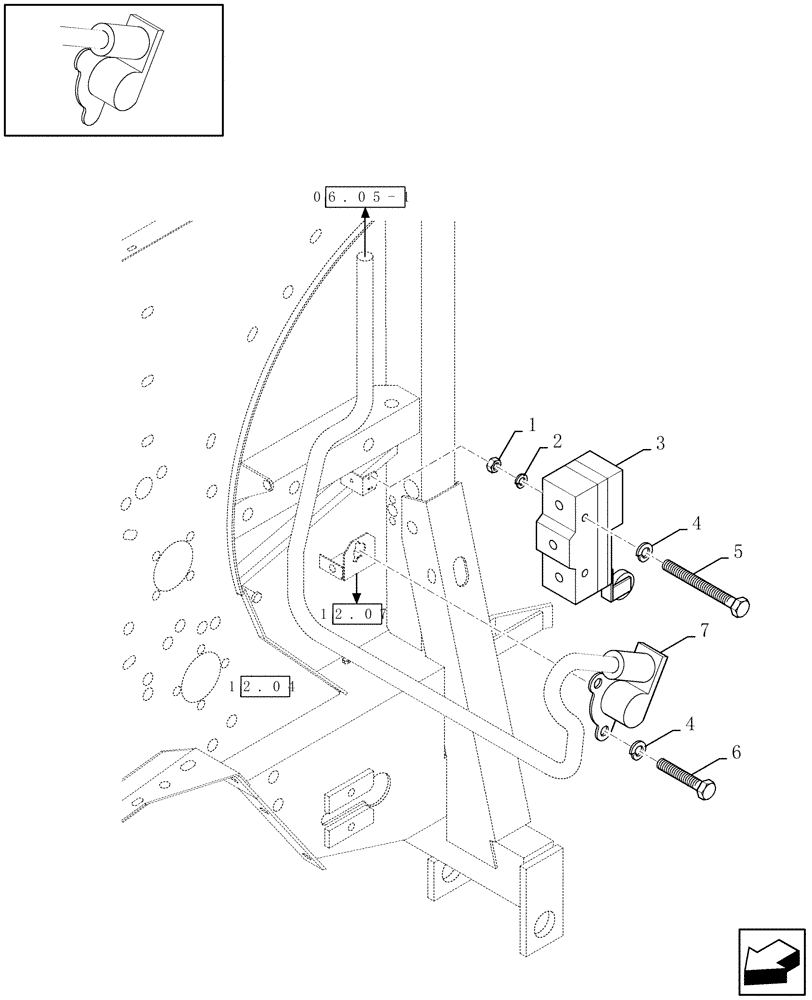 Схема запчастей Case IH RBX341 - (06.06[01]) - TAILGATE LATCH SWITCH AND BALE SIZE DETECTOR (06) - ELECTRICAL SYSTEMS