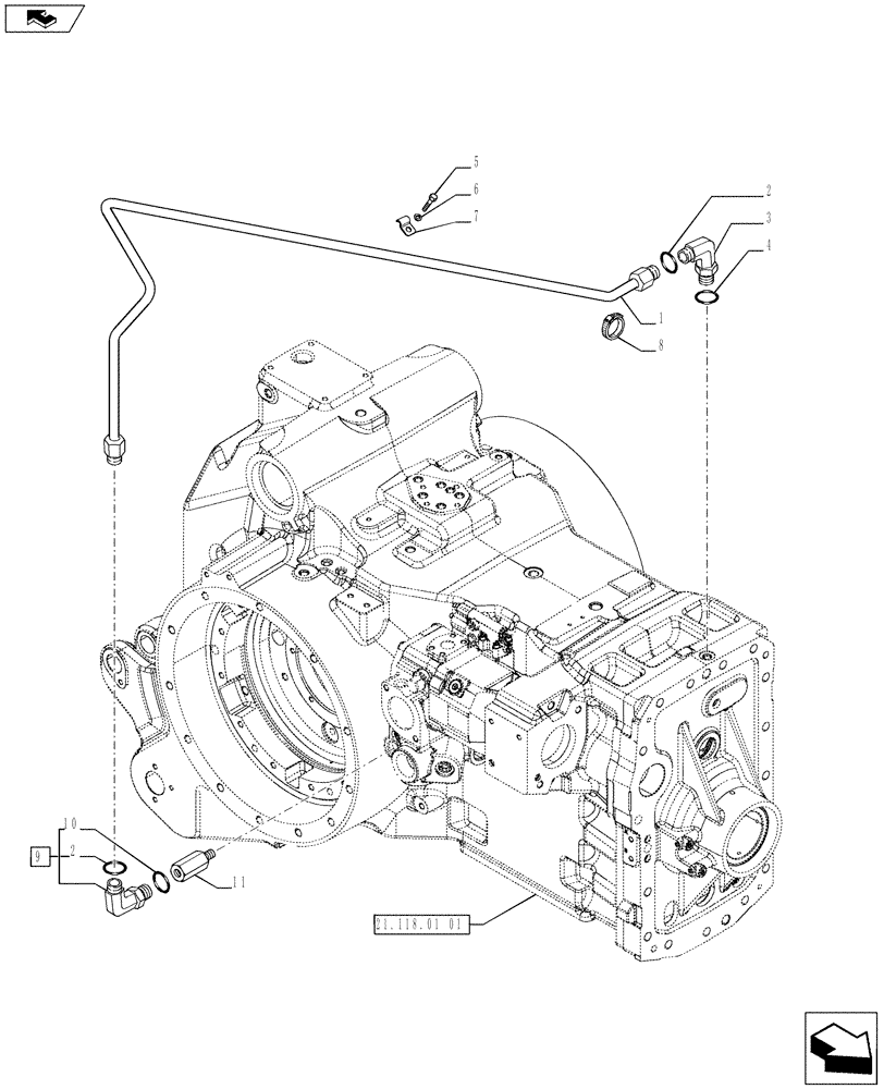 Схема запчастей Case IH PUMA 170 - (35.100.01[07]) - HYDRAULIC PUMP - PRIMING VALVE BLOCK AND PIPES (VAR.729004 / 743616) (35) - HYDRAULIC SYSTEMS