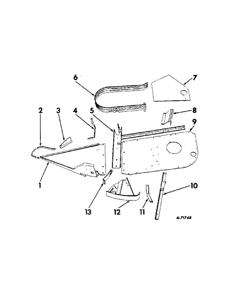 Схема запчастей Case IH 50 - (A-041[A]) - CUTTER BAR UNIT - LEFT SIDE SHEET (58) - ATTACHMENTS/HEADERS