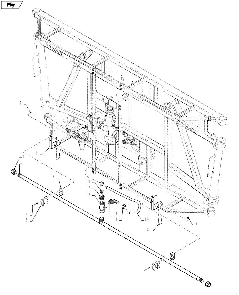 Схема запчастей Case IH 4420 - (09-034) - SPRAYBAR, CS, 20" OFF, 5 SECTION Liquid Plumbing