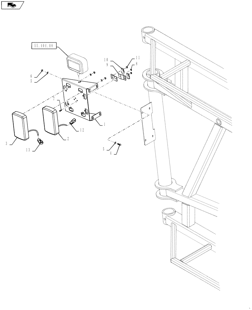 Схема запчастей Case IH 4430 - (55.404.07) - REAR STOP AND SIGNAL LIGHT (55) - ELECTRICAL SYSTEMS