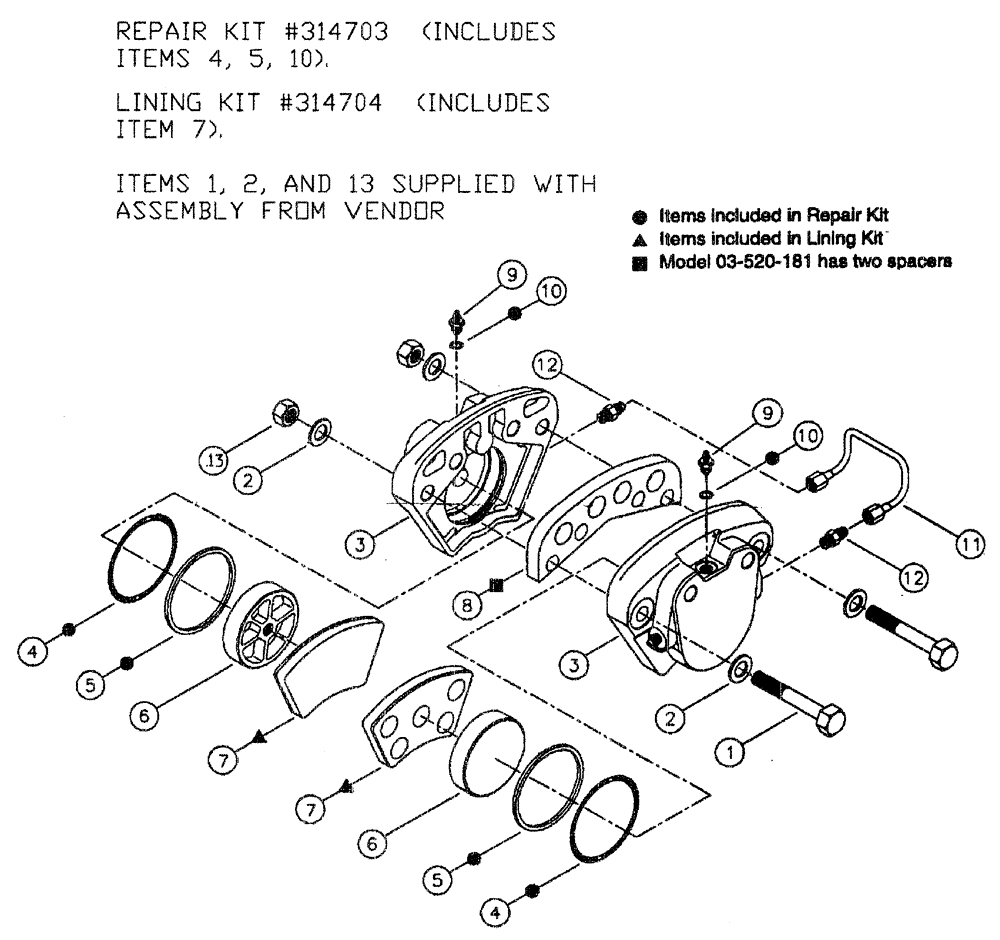 Схема запчастей Case IH SPX4410 - (04-018) - BRAKE CALIPER ASSEMBLY Suspension & Frame