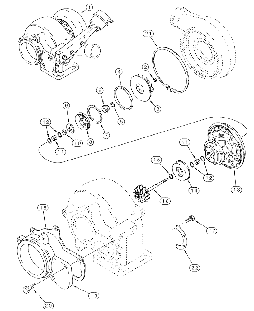 Схема запчастей Case IH SPX3200 - (03-012) - TURBOCHARGER (01) - ENGINE