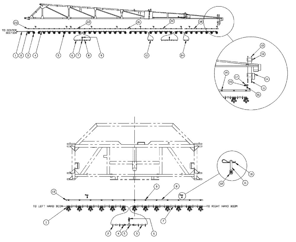 Схема запчастей Case IH PATRIOT WT - (09-030[01]) - 75 5-BOOM SHUTOFF - 10" ON CENTER - NOZZLES Liquid Plumbing