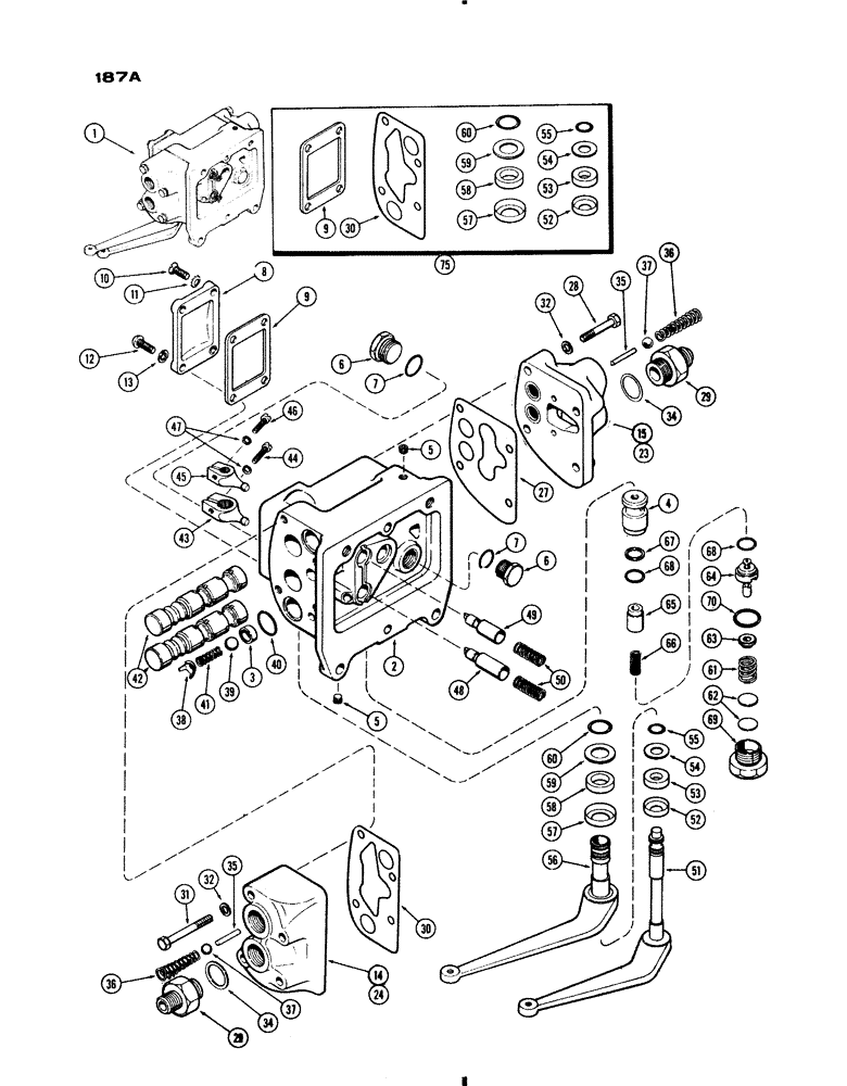 Схема запчастей Case IH 730 SERIES - (187A) - A34739 AUXILIARY VALVE, 730 GROVE, 1ST USED TRAC. SER. NO. 8288617 (08) - HYDRAULICS