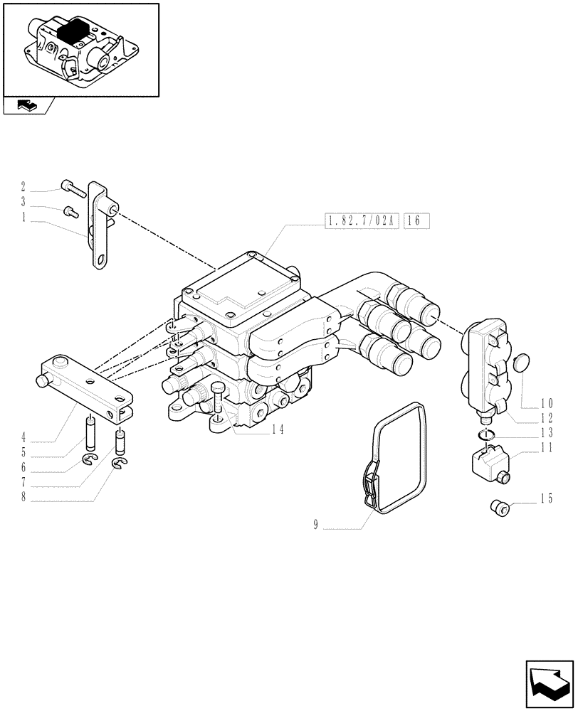 Схема запчастей Case IH PUMA 155 - (1.82.7/02) - 2 CONTROL VALVES CCLS (MDC) AND RELEVANT PARTS (VAR.331849) (07) - HYDRAULIC SYSTEM