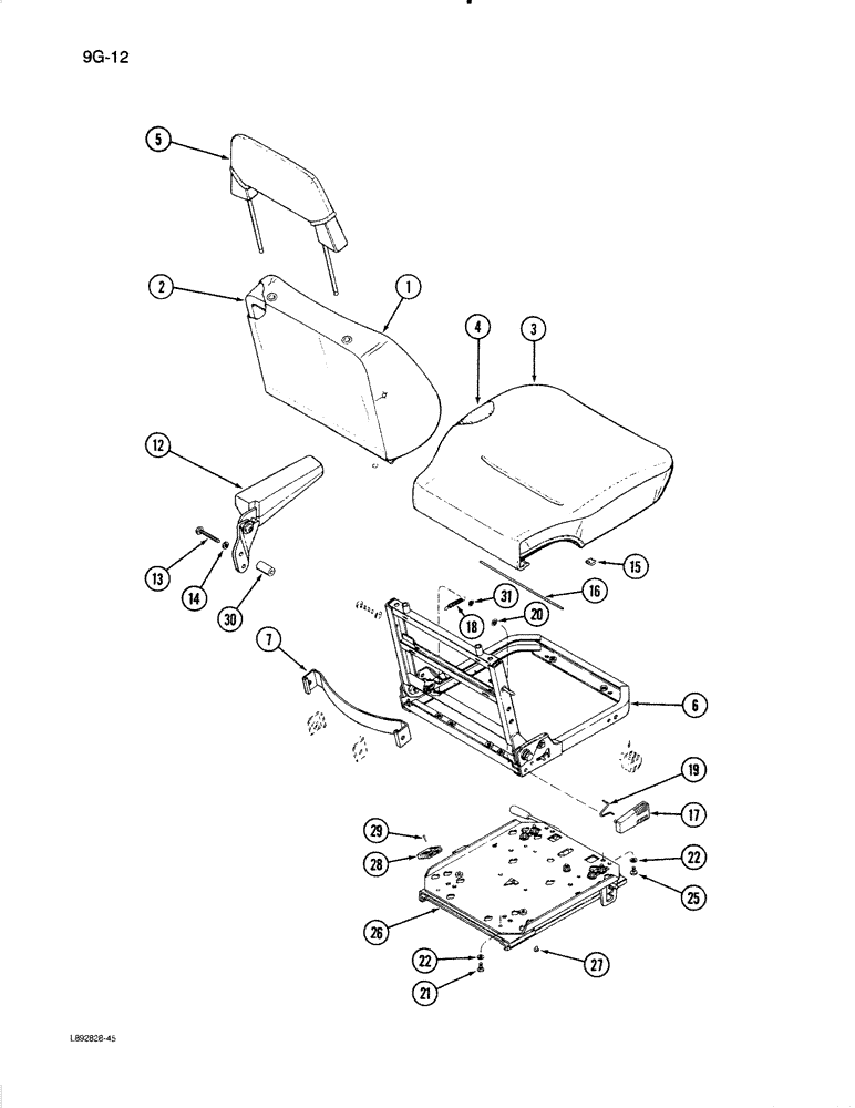 Схема запчастей Case IH 1670 - (9G-12) - SEAT ASSEMBLY, BOSTROM (10) - CAB & AIR CONDITIONING