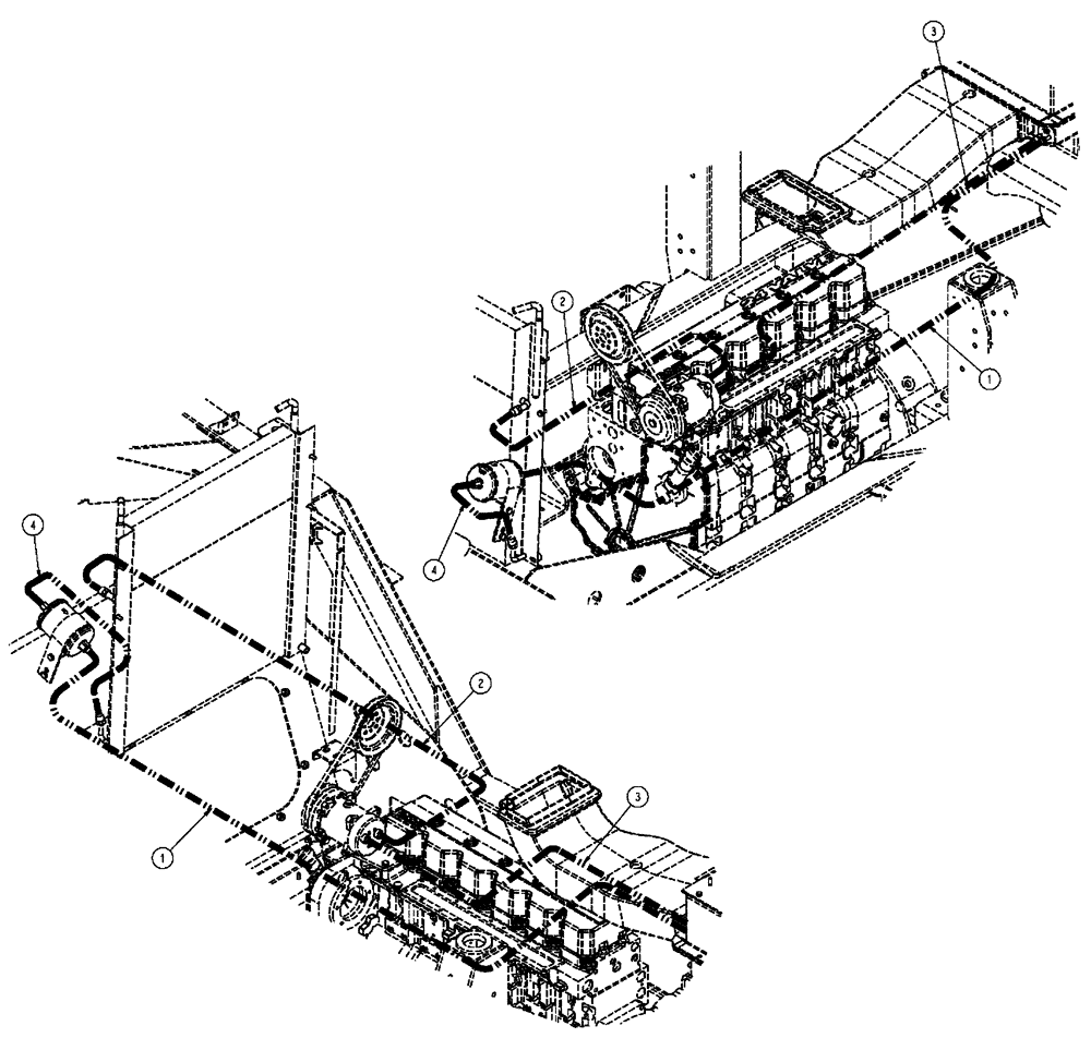 Схема запчастей Case IH FLX3010 - (02-024) - HVAC HOSE GROUP (01) - ENGINE