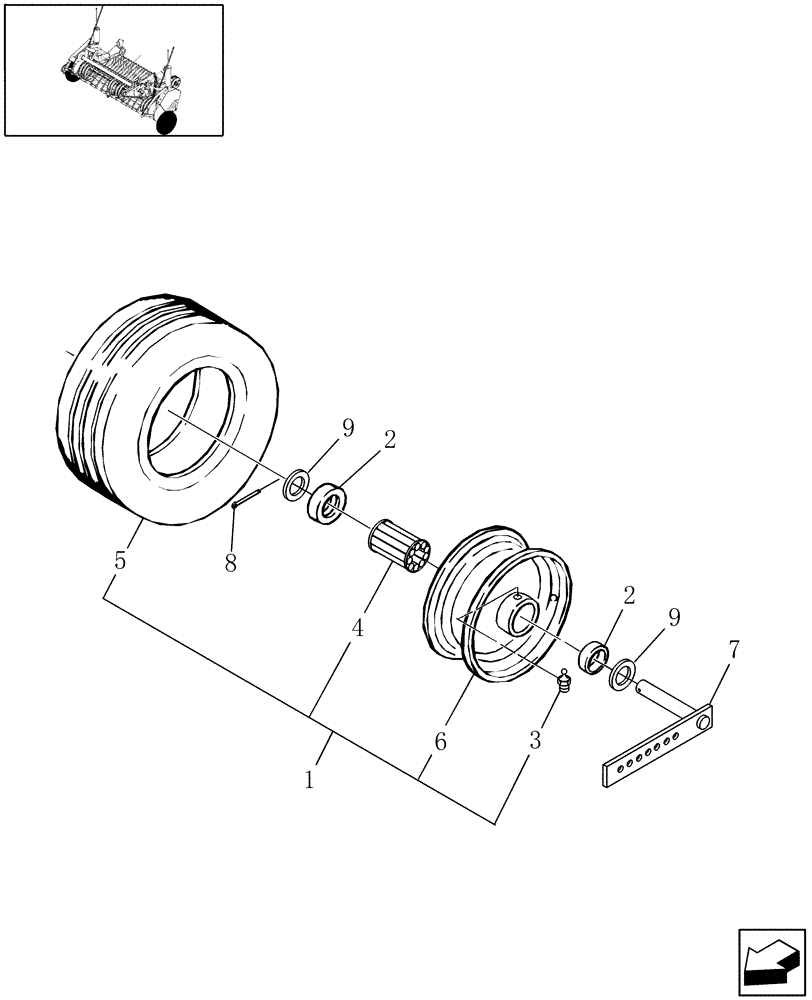 Схема запчастей Case IH SBX520 - (028) - PICKUP TIRE (SOLID) & WHEEL, P.I.N. HBJ0043998 & AFTER (44) - WHEELS