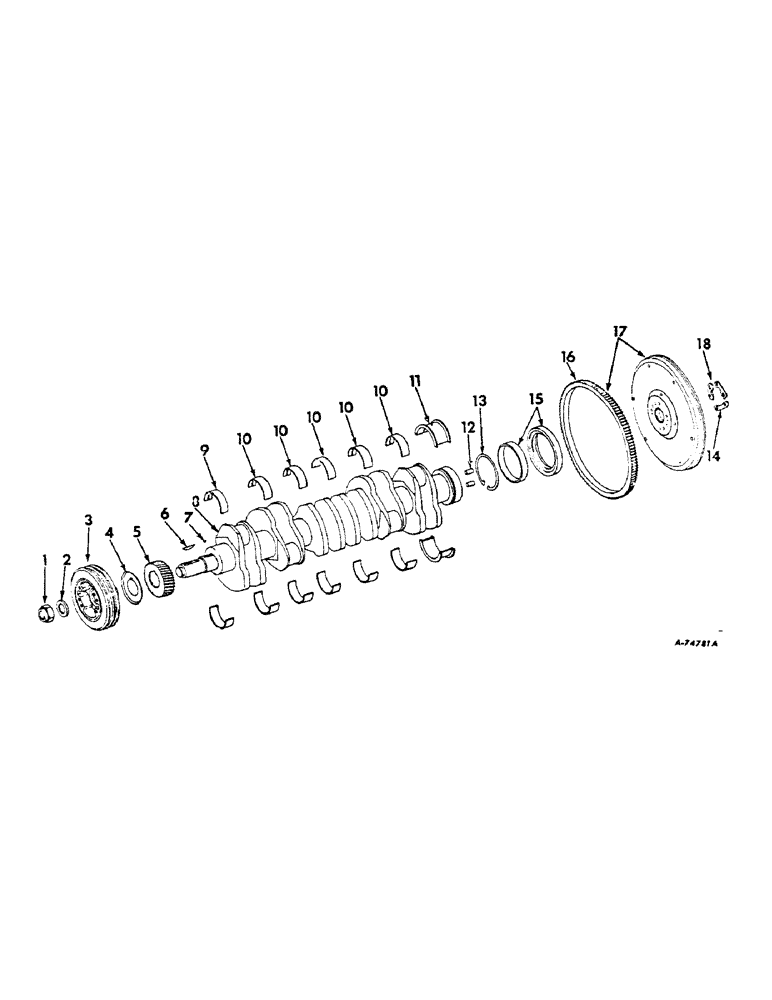 Схема запчастей Case IH 2806 - (D-10) - DIESEL ENGINE, CRANKSHAFT, FLYWHEEL AND BEARINGS (01) - ENGINE