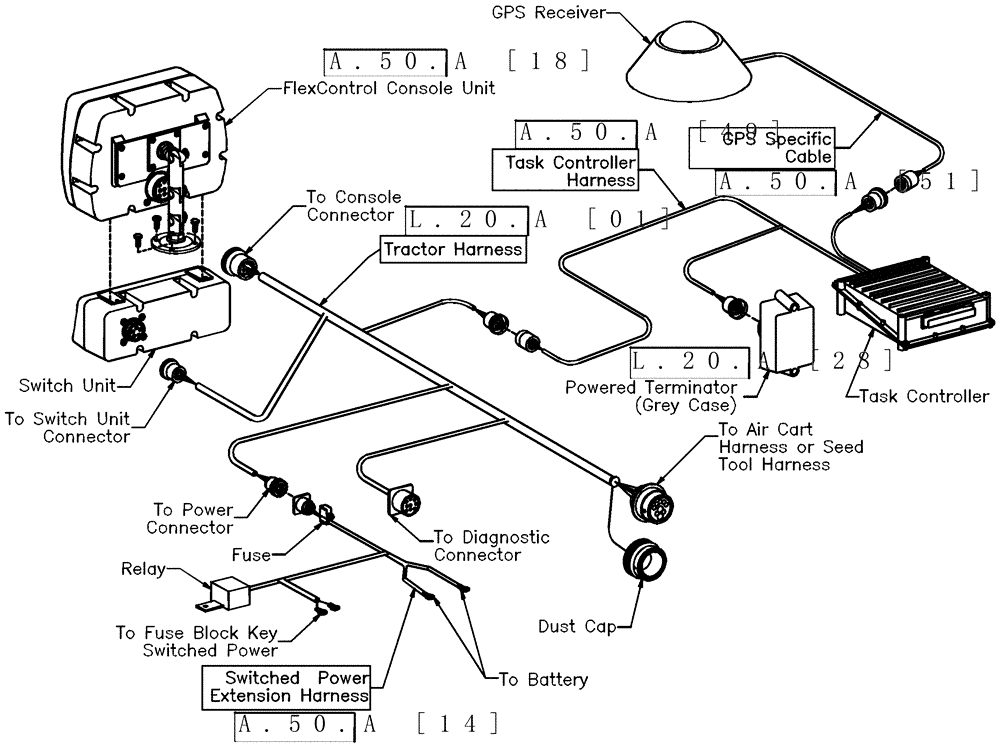 Схема запчастей Case IH SRX100 - (A[04]) - LAYOUT ELECTRICAL - TASK CONTROLLER GENERAL A - Distribution Systems