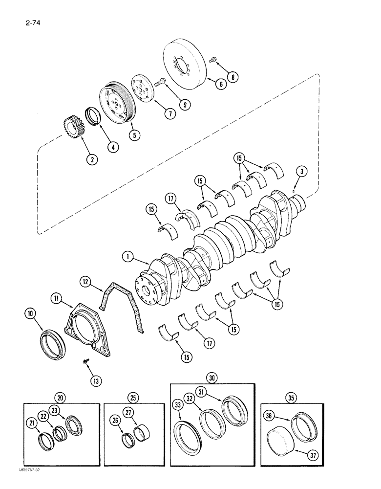 Схема запчастей Case IH 1822 - (2-74) - CRANKSHAFT 6TA-590 ENGINE (01) - ENGINE