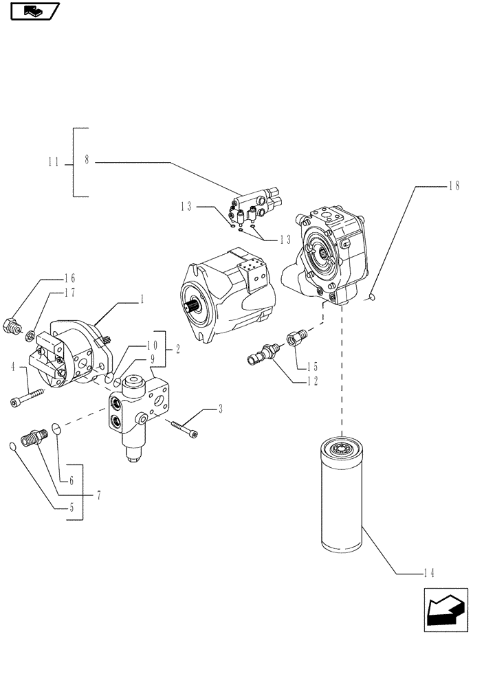 Схема запчастей Case IH MAGNUM 210 - (21.105.02[02]) - PUMPS FOR HYDRAULIC SYSTEM AND LIFT, PUMPS & FILTER, WITH POWERSHIFT TRANSMISSION (21) - TRANSMISSION