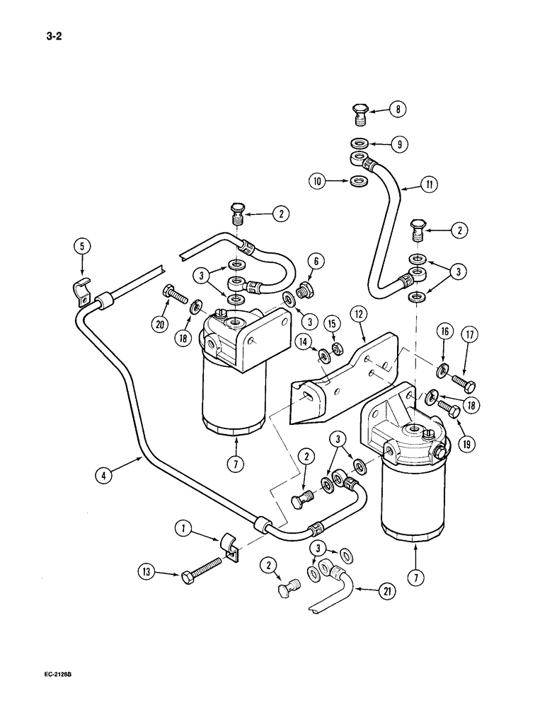 Схема запчастей Case IH 495 - (3-002) - FUEL FILTERS AND CONNECTIONS (03) - FUEL SYSTEM