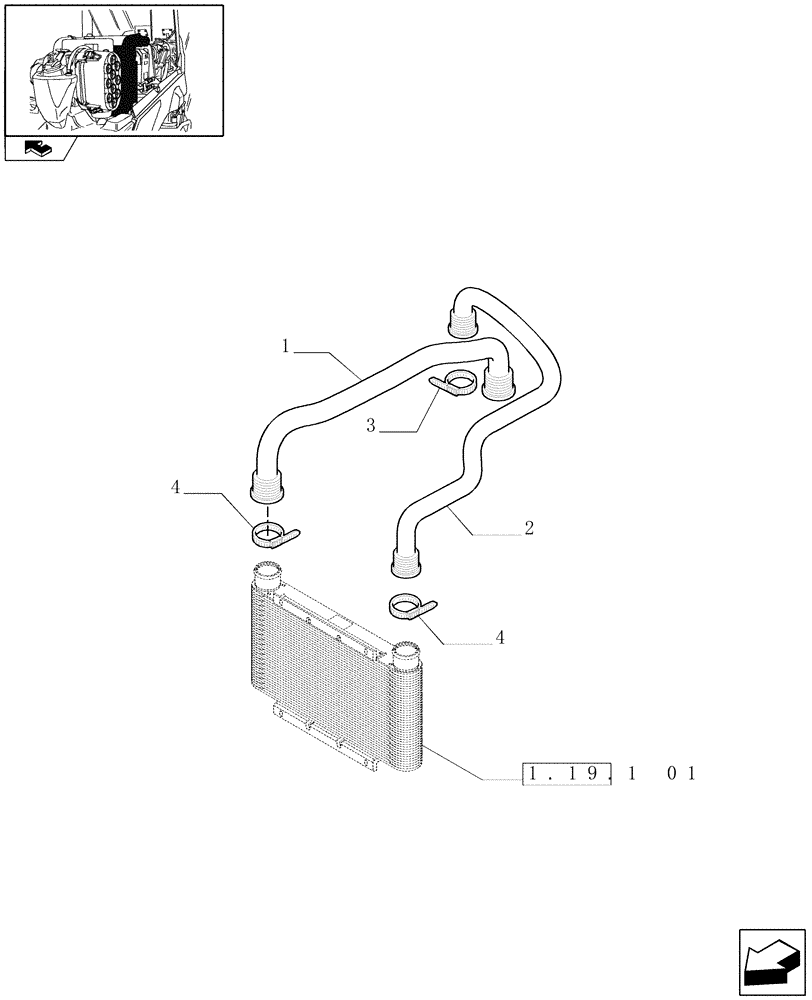 Схема запчастей Case IH FARMALL 85N - (1.19.1[02]) - INTERCOOLER HOSES (02) - ENGINE EQUIPMENT