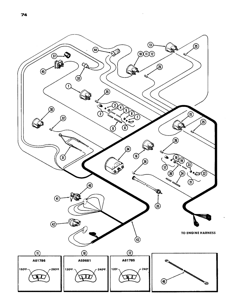 Схема запчастей Case IH 770 - (074) - INSTRUMENTS AND WIRING, (267B) DIESEL ENGINE (04) - ELECTRICAL SYSTEMS