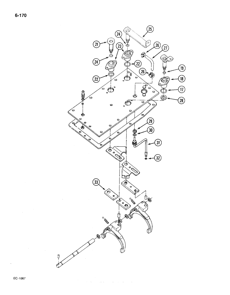 Схема запчастей Case IH 385 - (6-170) - GEAR SHIFT MECHANISM, SPEED TRANSMISSION (CONTD) (06) - POWER TRAIN