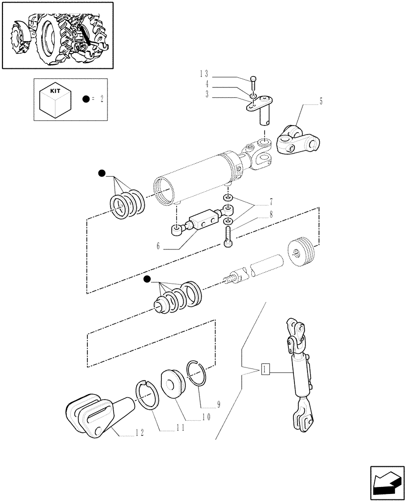 Схема запчастей Case IH MXM155 - (1.89.6/09A[01A]) - (VAR.900) HYDR. ADJUST. OF RIGHT TIE-ROD AND 3 POINT LINK FOR CLOSED CCLS CENTRE - TIE-ROD - D5165 (09) - IMPLEMENT LIFT