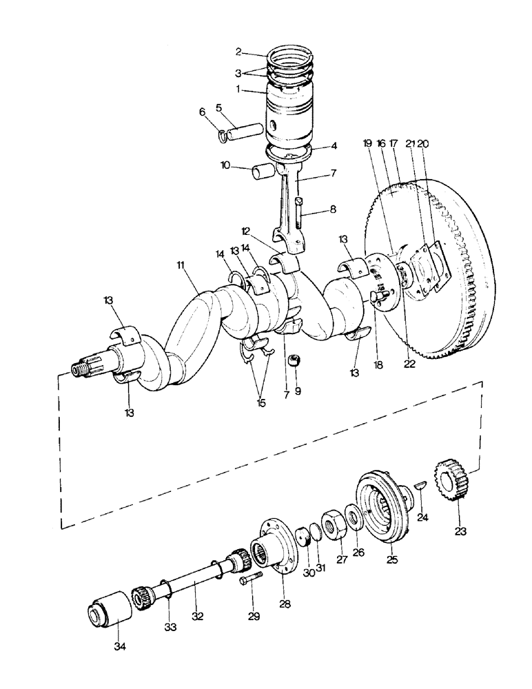 Схема запчастей Case IH 996 - (A03-1) - ENGINE, PISTONS, CRANKSHAFT AND FLYWHEEL (01) - ENGINE