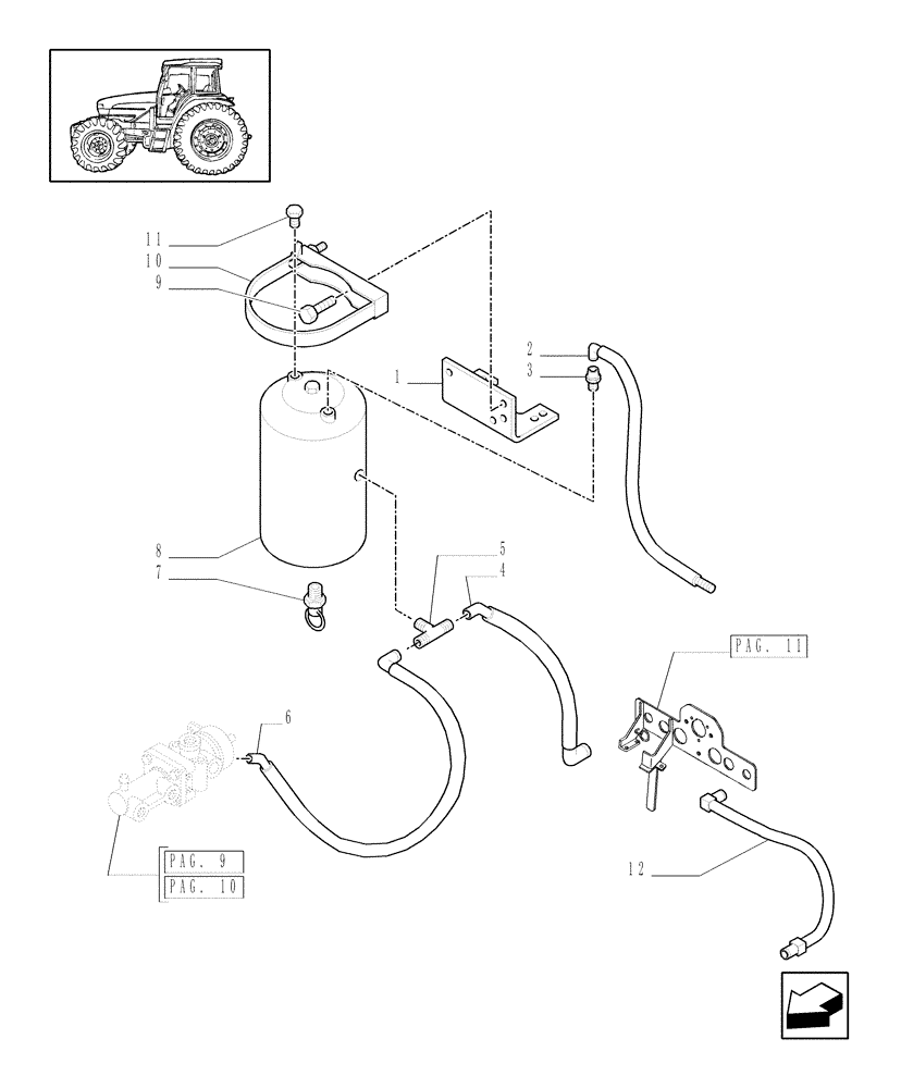 Схема запчастей Case IH MXM120 - (1.68.6[06]) - (VAR.178) TRAILER AIR BRAKE UK - AIR TANK AND PIPES (05) - REAR AXLE