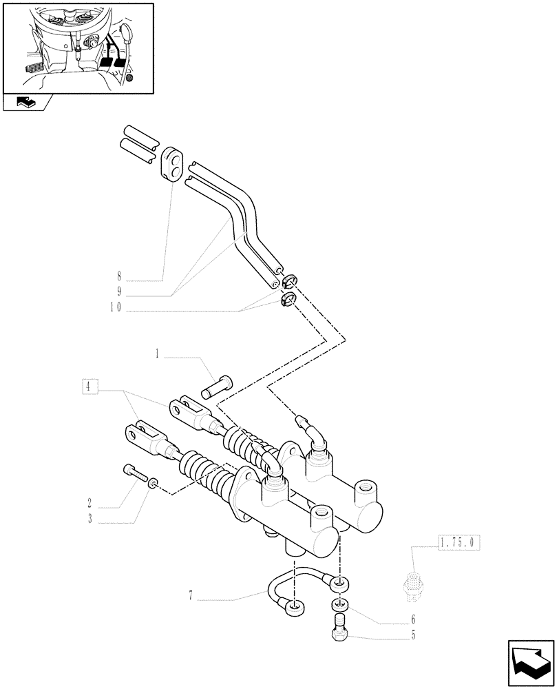 Схема запчастей Case IH FARMALL 75N - (1.92.68[02]) - BRAKE PIPING (10) - OPERATORS PLATFORM/CAB