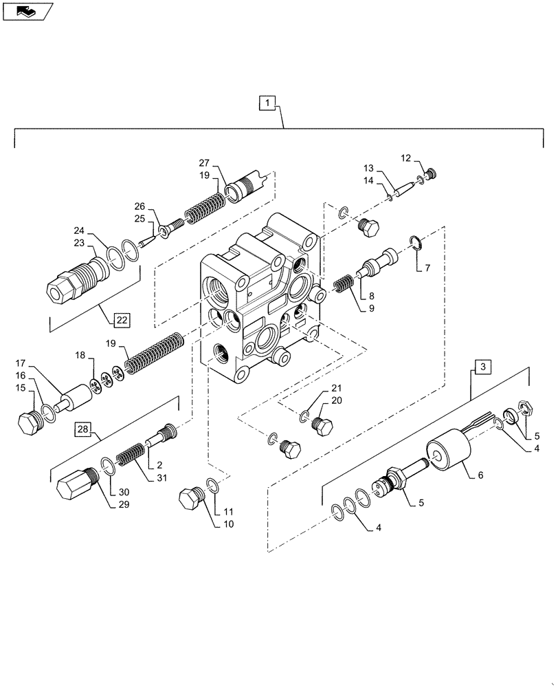 Схема запчастей Case IH QUADTRAC 600 - (21.135.02) - POWER SHIFT TRANSMISSION - REGULATOR VALVE (21) - TRANSMISSION